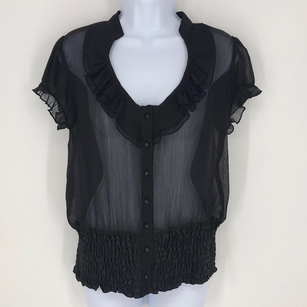Black Sheer Button Down Shirt